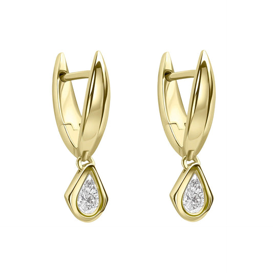 Knife-Edge Hoop Earrings in Recycled 9ct Yellow Gold with Lab-Grown Diamonds