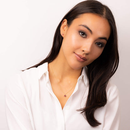 Seven Stone Ruby Cluster Pendant in 9ct Yellow Gold (Without Chain)