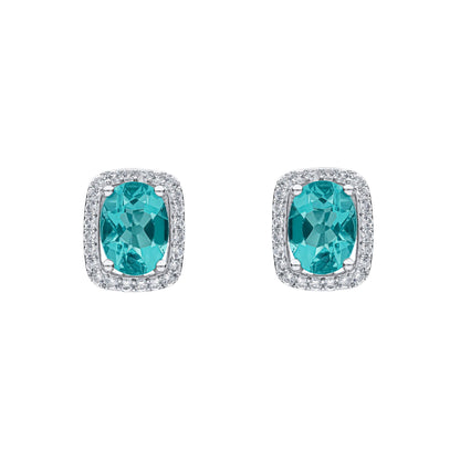 Blue Fluorite and White Topaz Earrings in 9ct White Gold