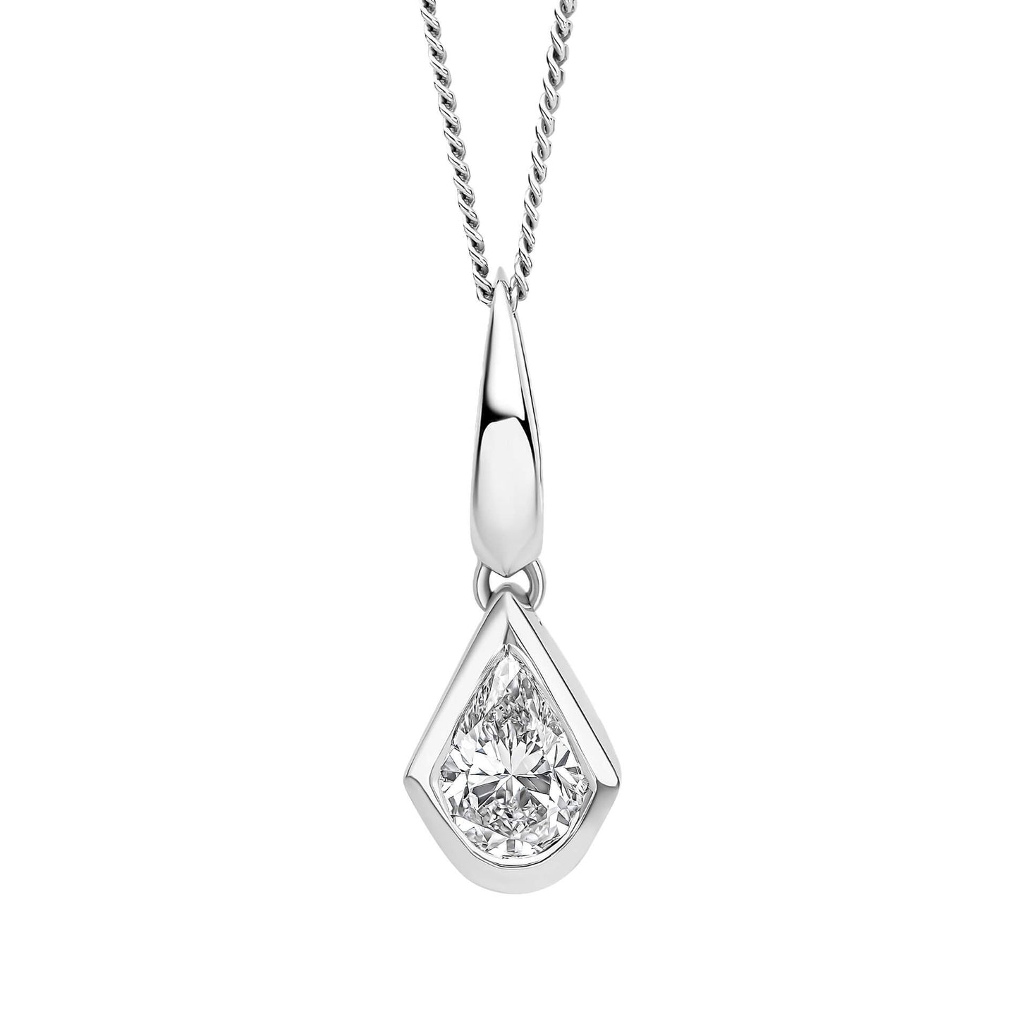Knife-Edge Bale Pendant in Recycled 9ct White Gold with Lab-Grown Diamond