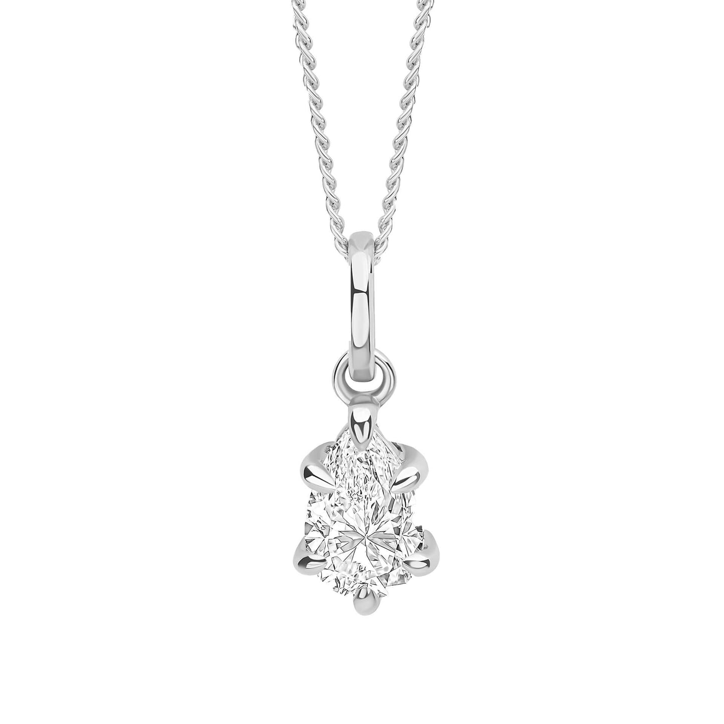 Pear-Cut Lab-Grown Diamond Solitaire Pendant in Recycled 9ct White Gold