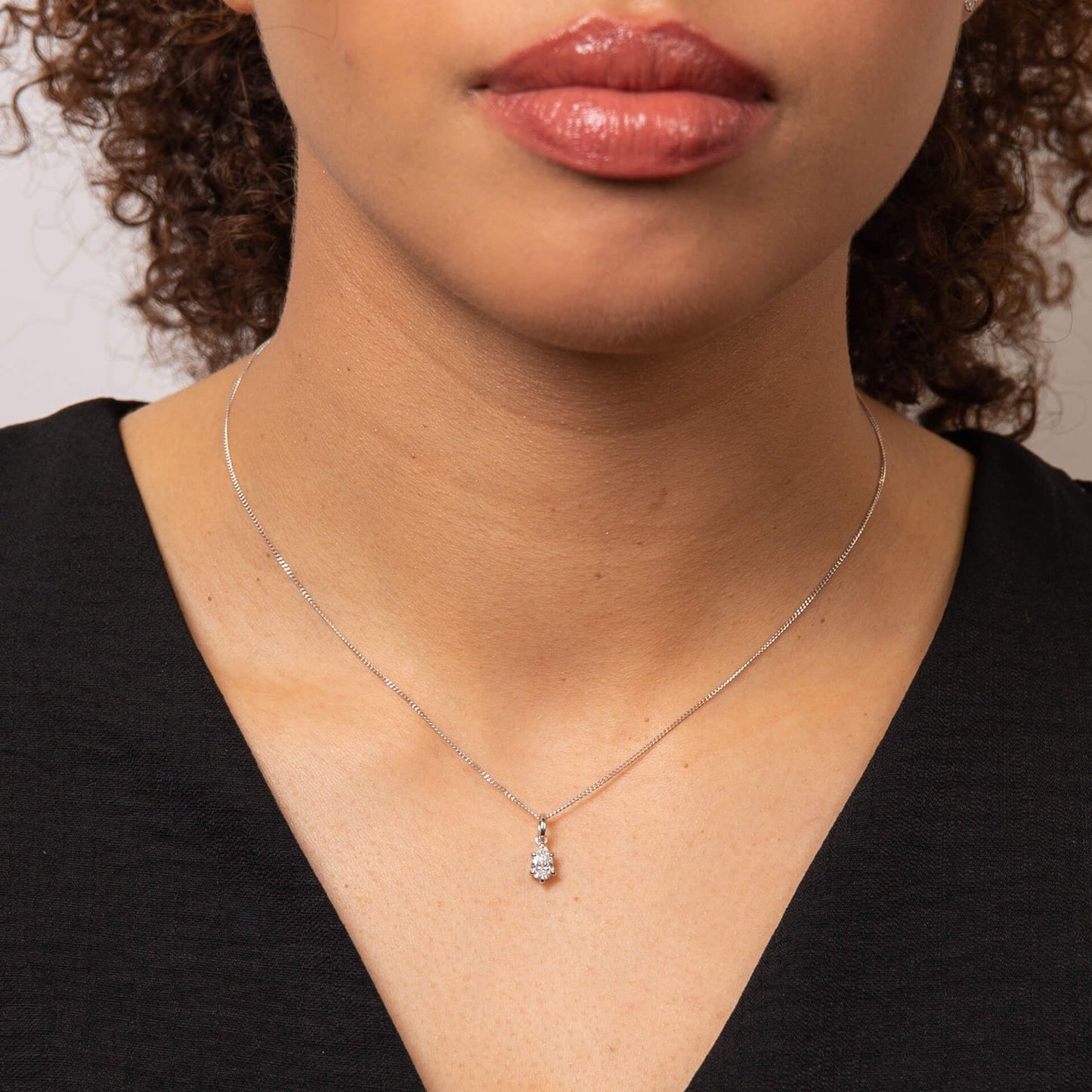 Pear-Cut Lab-Grown Diamond Solitaire Pendant in Recycled 9ct White Gold