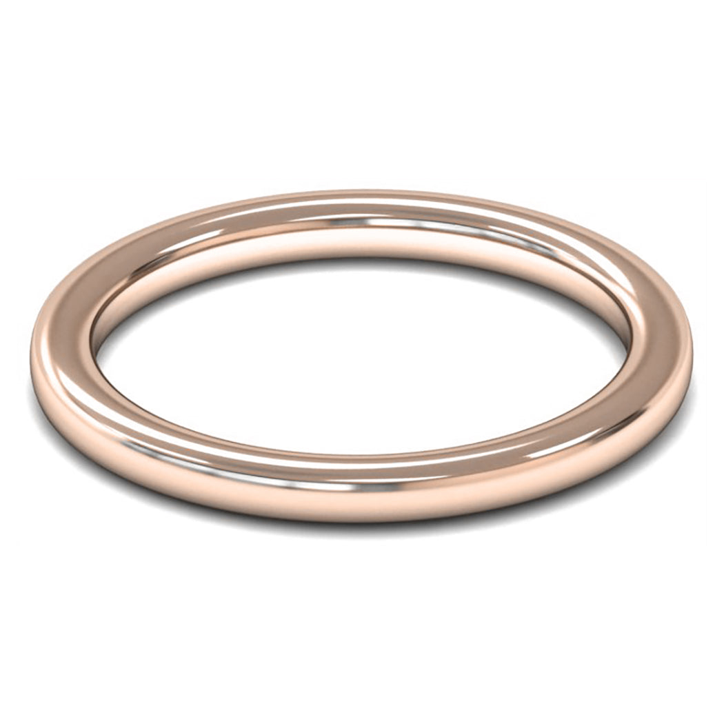 14ct Rose Gold 2mm Heavy Weight Slight Court Wedding Ring