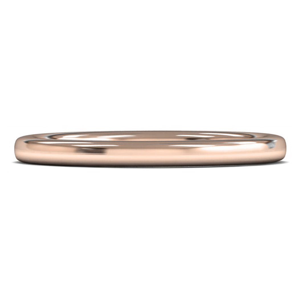 14ct Rose Gold 2mm Heavy Weight Slight Court Wedding Ring