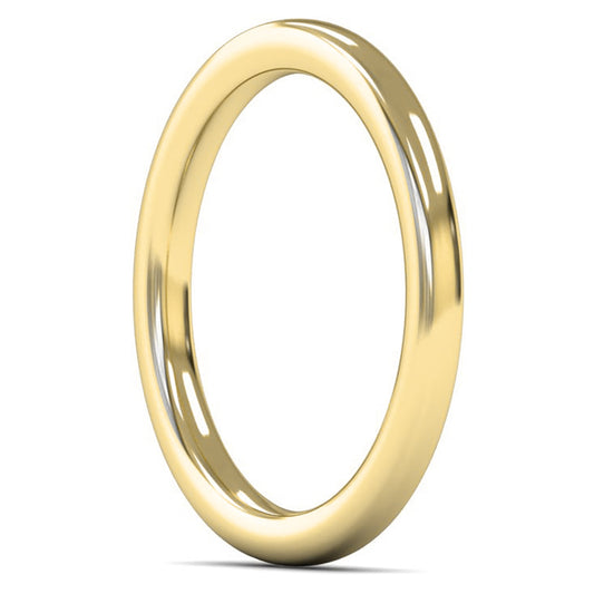 18ct Yellow Fairtrade Gold 2mm Heavy Weight Slight Court Wedding Ring