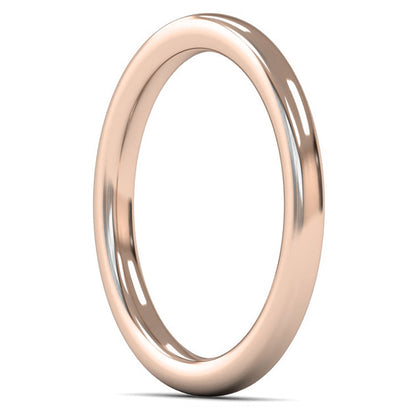 9ct Rose Gold 2mm Heavy Weight Slight Court Wedding Ring