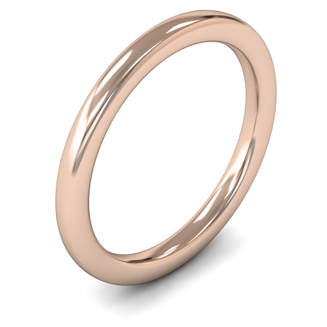 9ct Rose Gold 2mm Heavy Weight Slight Court Wedding Ring