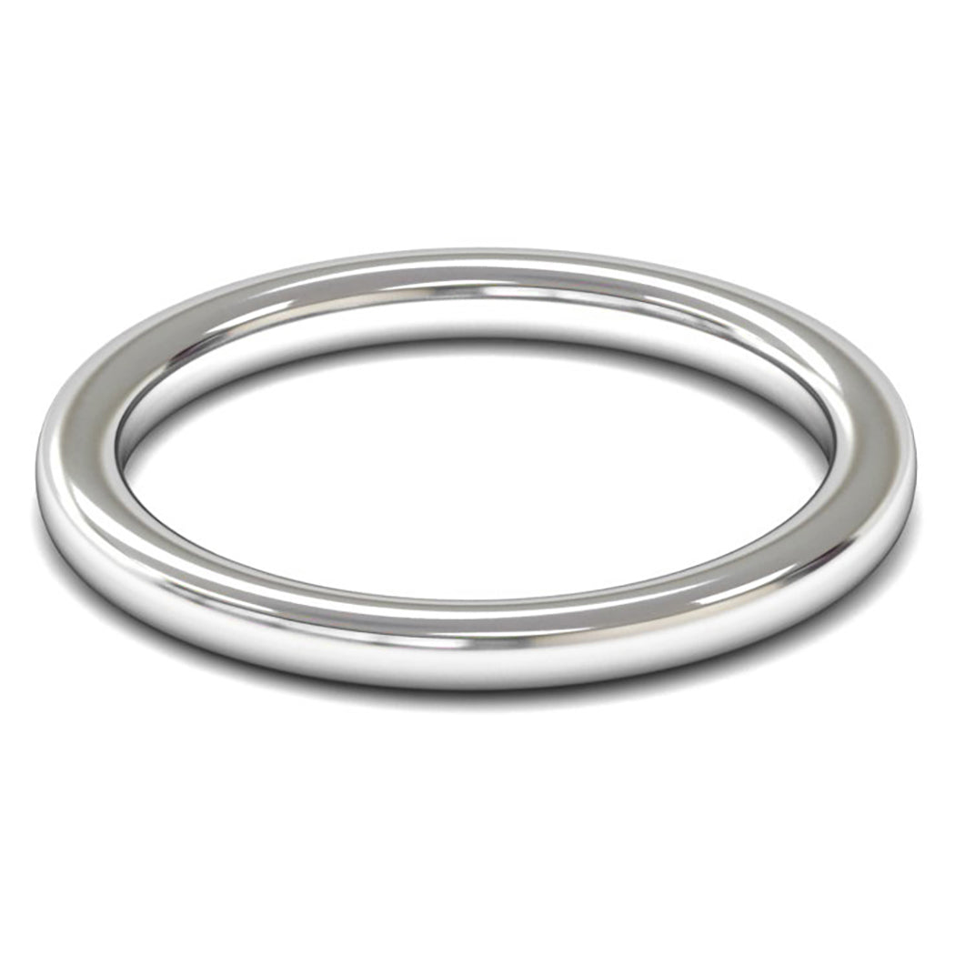9ct White Fairtrade Gold 2mm Heavy Weight Slight Court Wedding Ring