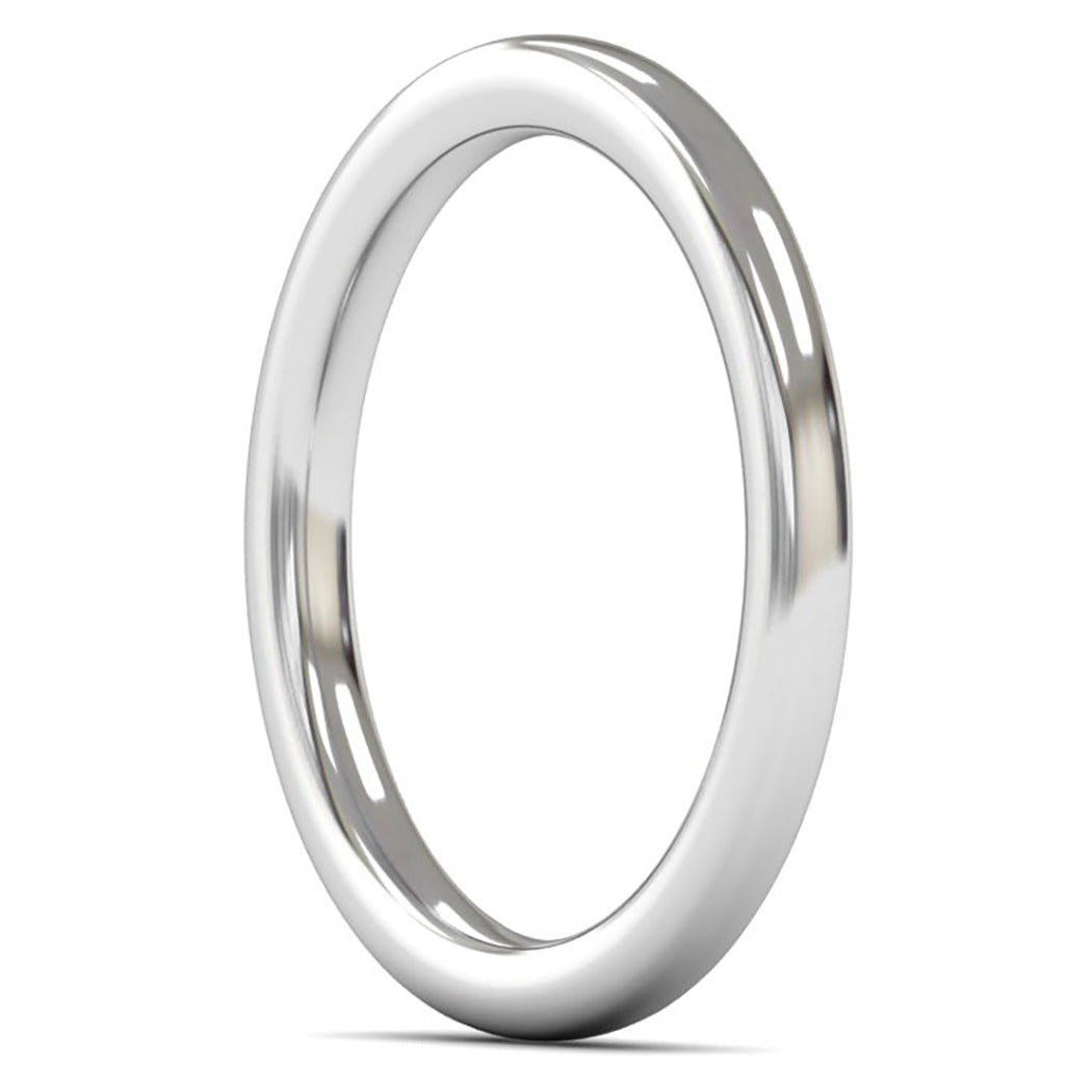 9ct White Fairtrade Gold 2mm Heavy Weight Slight Court Wedding Ring