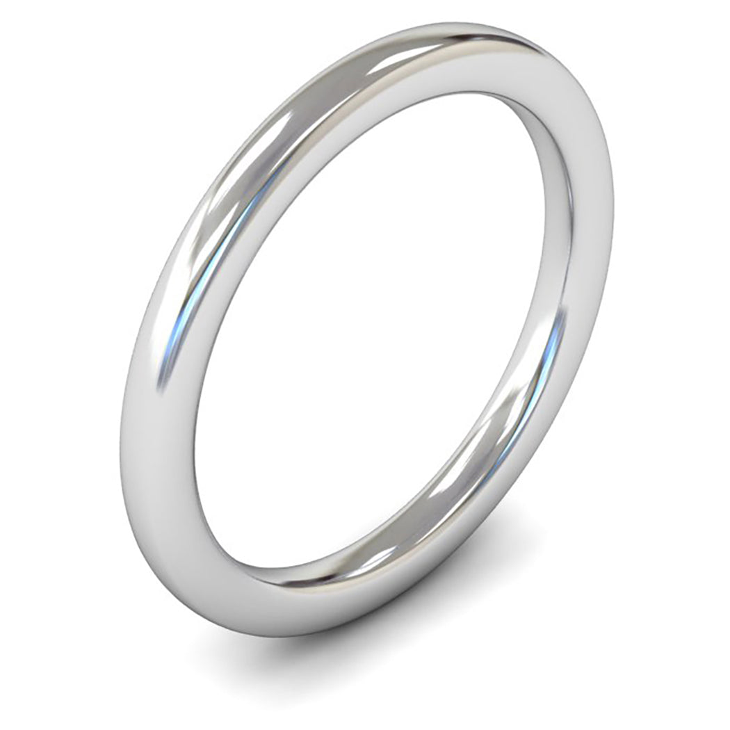 9ct White Fairtrade Gold 2mm Heavy Weight Slight Court Wedding Ring
