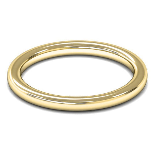 9ct Yellow Fairtrade Gold 2mm Heavy Weight Slight Court Wedding Ring