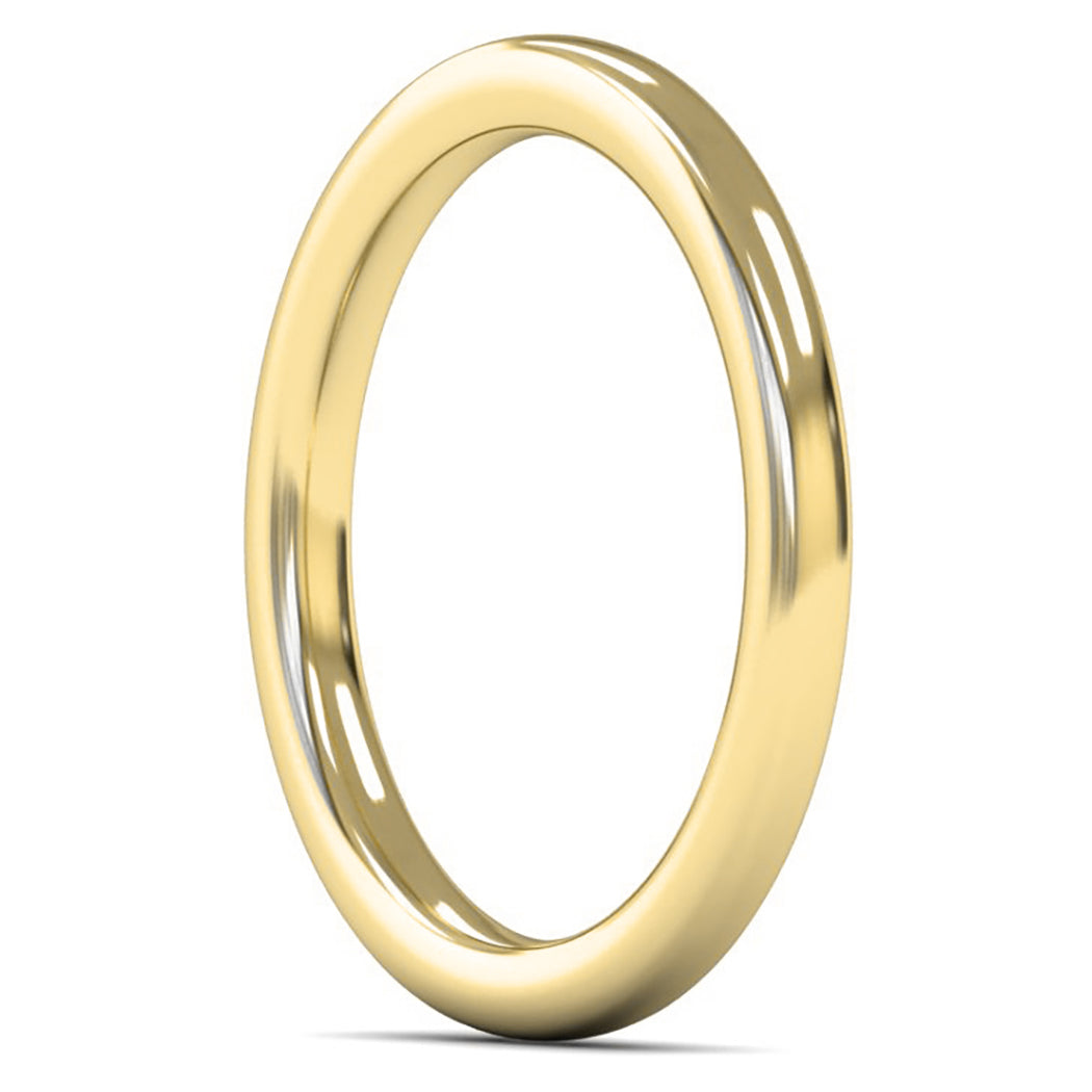 9ct Yellow Gold 2mm Heavy Weight Slight Court Wedding Ring