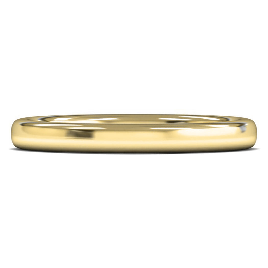 14ct Yellow Fairtrade Gold 2.5mm Heavy Weight Slight Court Wedding Ring