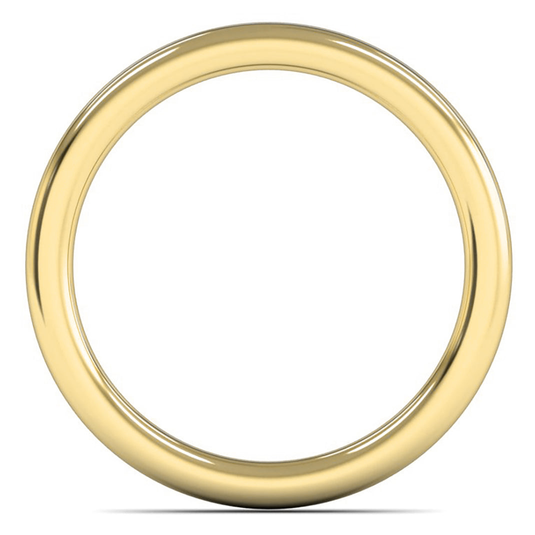 14ct Yellow Fairtrade Gold 2.5mm Heavy Weight Slight Court Wedding Ring