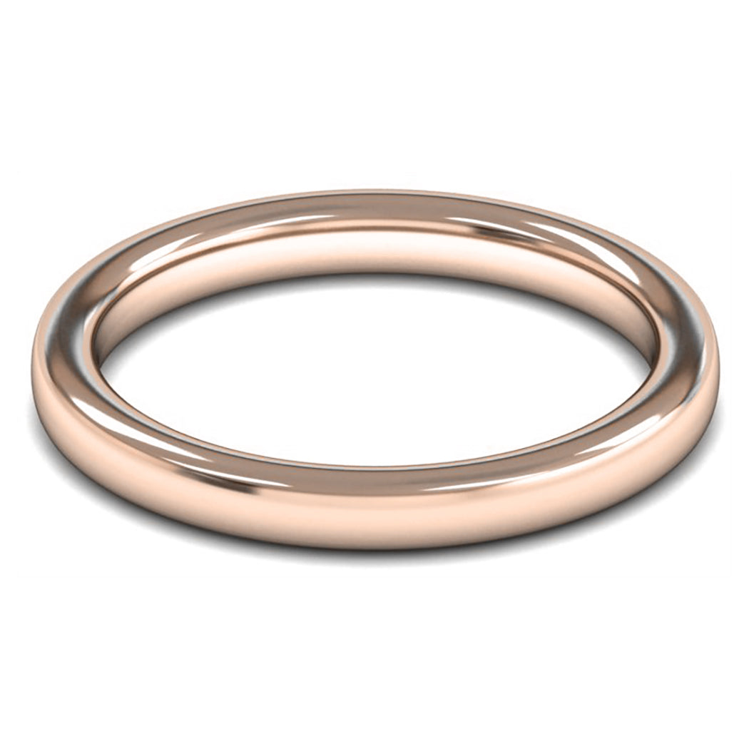18ct Rose Fairtrade Gold 2.5mm Heavy Weight Slight Court Wedding Ring