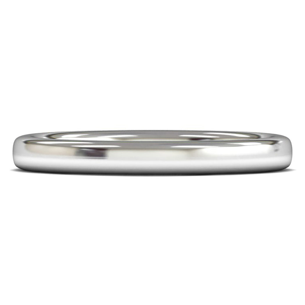18ct White Fairtrade Gold 2.5mm Heavy Weight Slight Court Wedding Ring