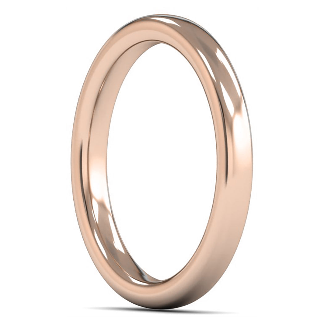 9ct Rose Fairtrade Gold 2.5mm Heavy Weight Slight Court Wedding Ring
