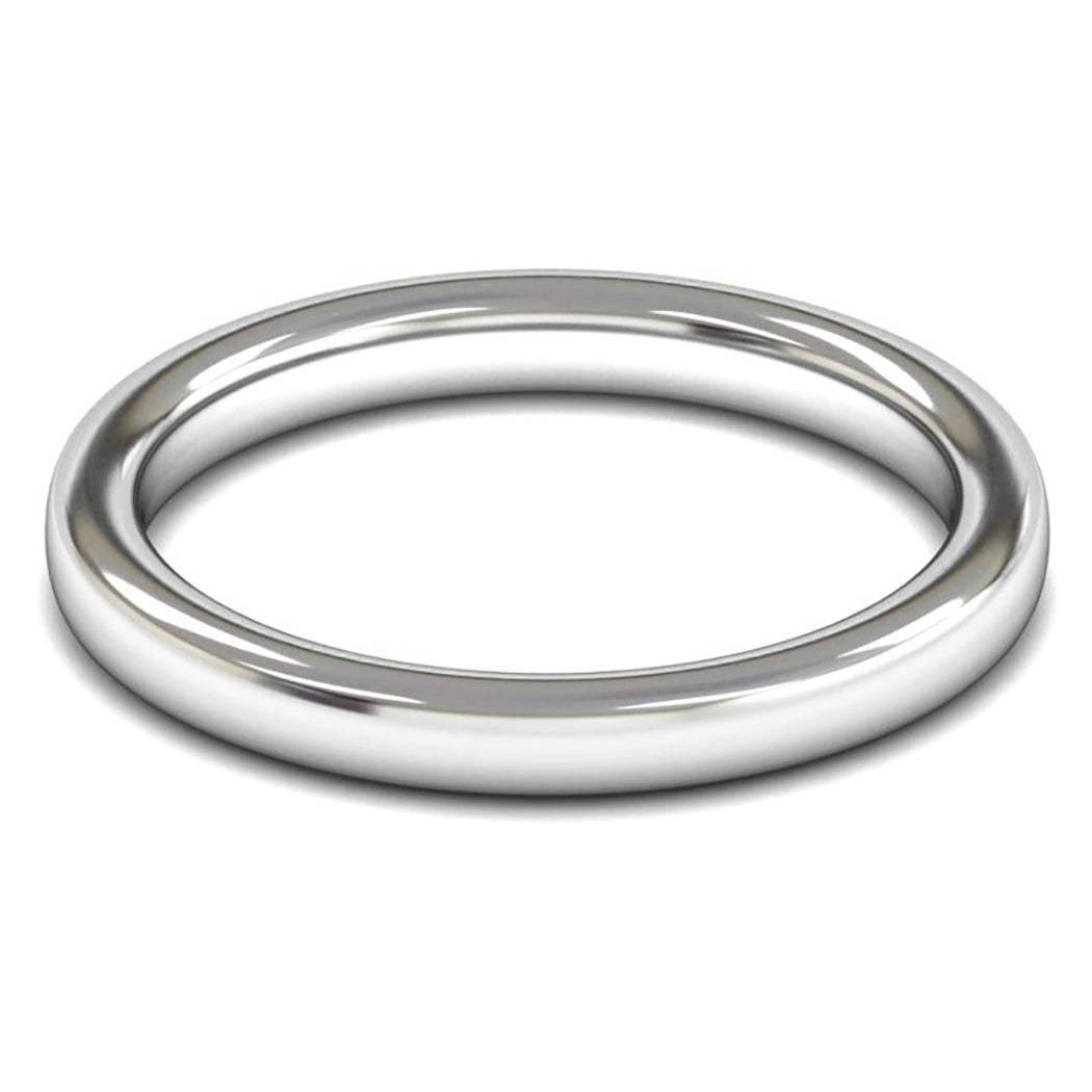 9ct White Fairtrade Gold 2.5mm Heavy Weight Slight Court Wedding Ring