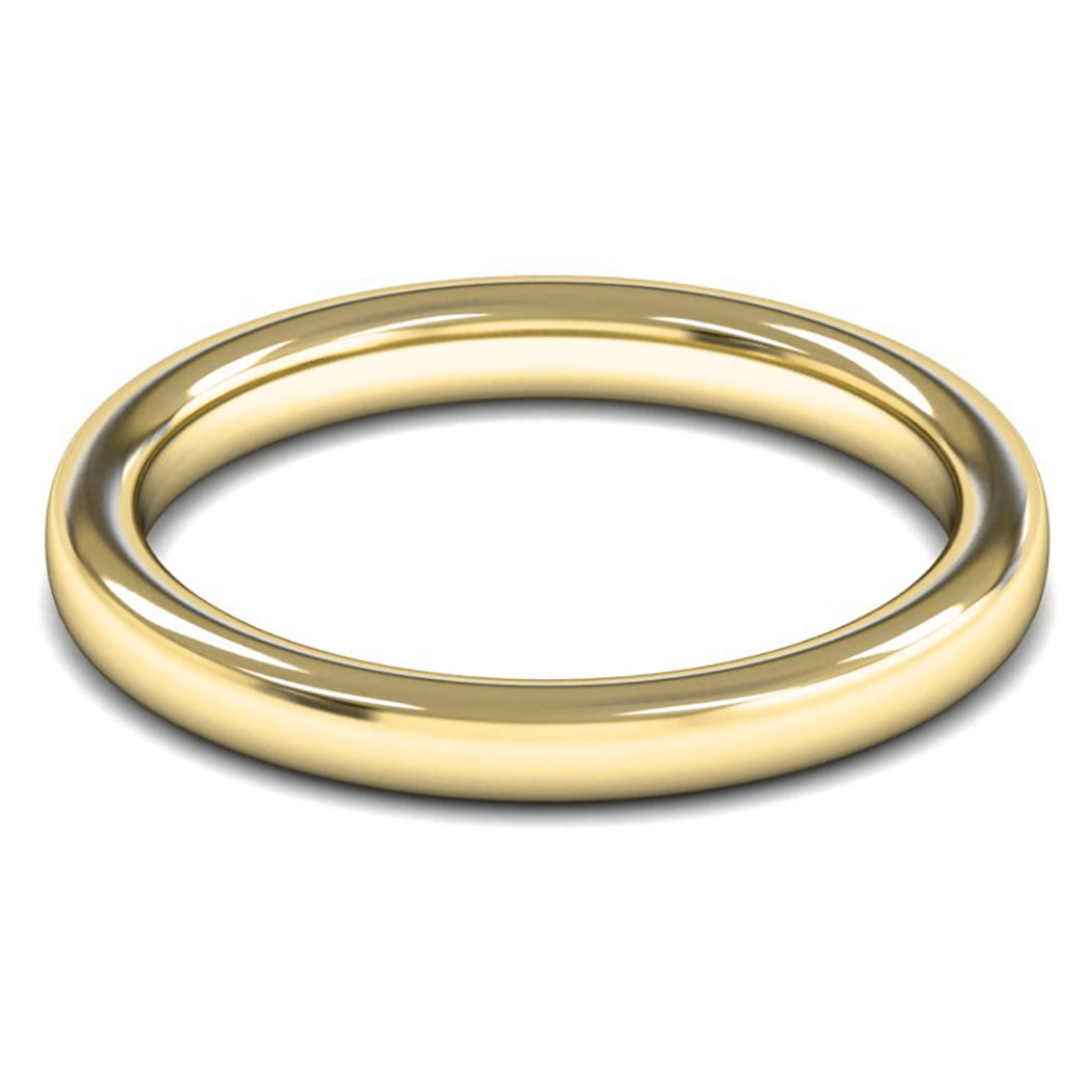9ct Yellow Fairtrade Gold 2.5mm Heavy Weight Slight Court Wedding Ring