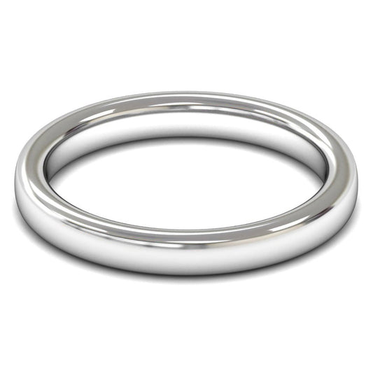 14ct White Fairtrade Gold 3mm Heavy Weight Slight Court Wedding Ring