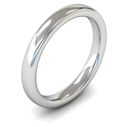 14ct White Gold 3mm Heavy Weight Slight Court Wedding Ring