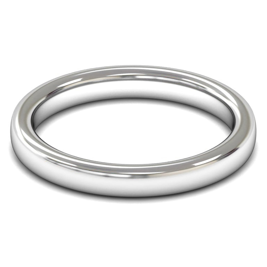 18ct White Fairtrade Gold 3mm Heavy Weight Slight Court Wedding Ring