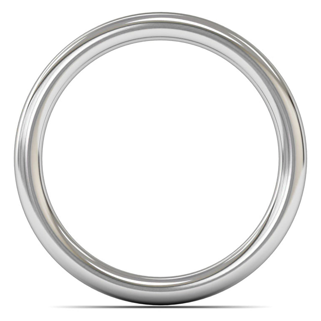 18ct White Fairtrade Gold 3mm Heavy Weight Slight Court Wedding Ring