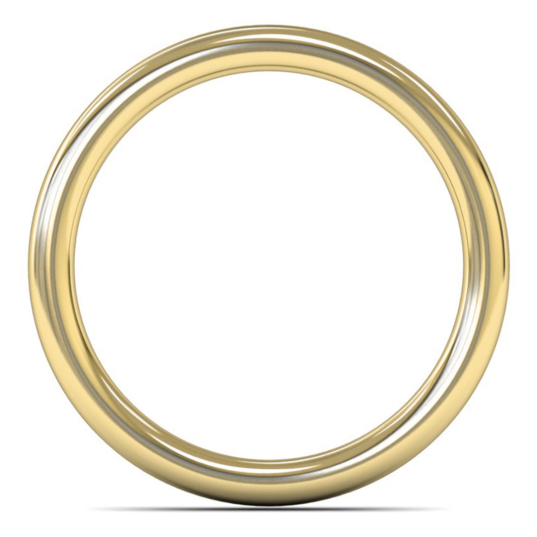 18ct Yellow Fairtrade Gold 3mm Heavy Weight Slight Court Wedding Ring