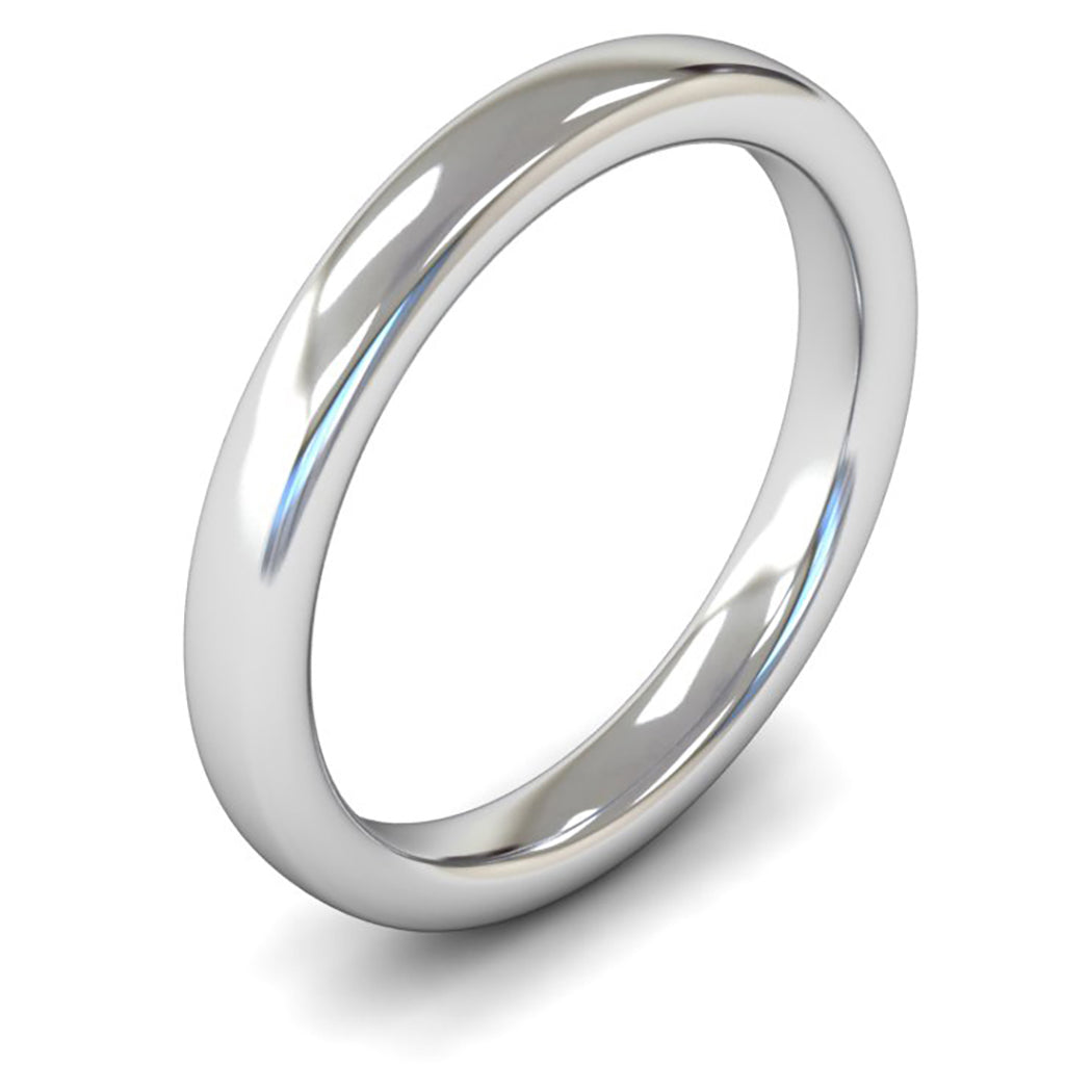 Platinum 950 3mm Heavy Weight Slight Court Wedding Ring