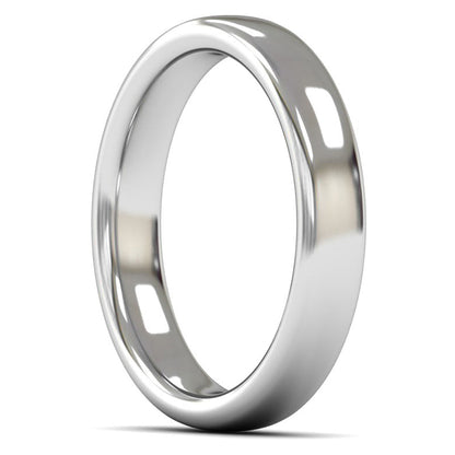 14ct White Fairtrade Gold 4mm Heavy Weight Slight Court Wedding Ring