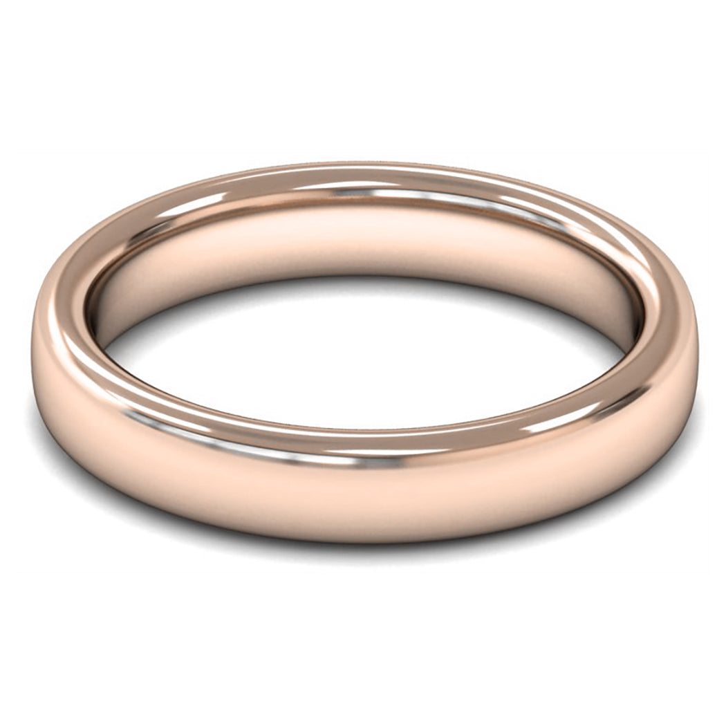 18ct Rose Fairtrade Gold 4mm Heavy Weight Slight Court Wedding Ring