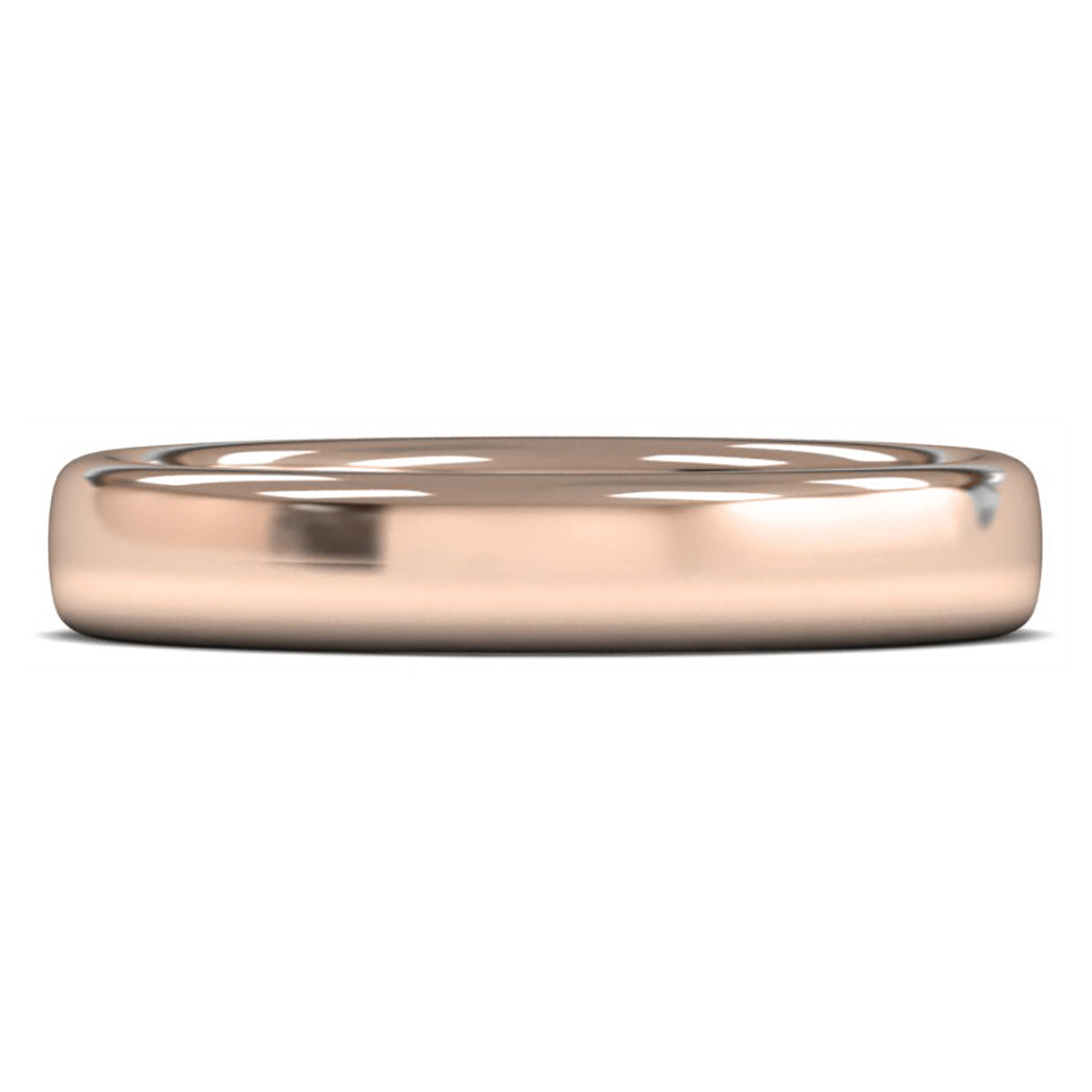 18ct Rose Fairtrade Gold 4mm Heavy Weight Slight Court Wedding Ring