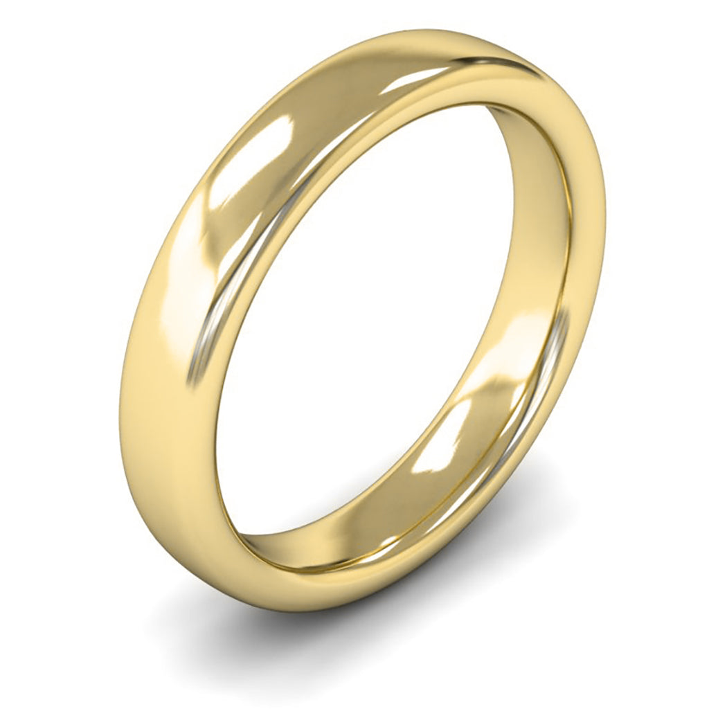 18ct Yellow Gold 4mm Heavy Weight Slight Court Wedding Ring