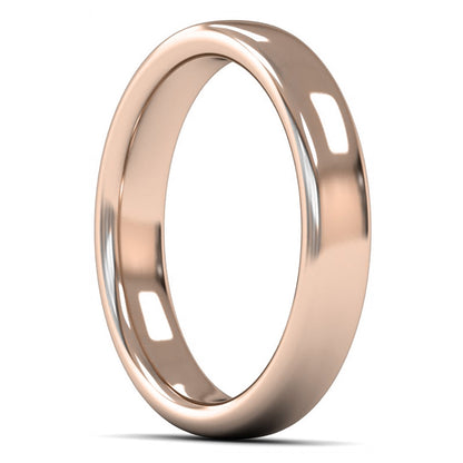 9ct Rose Gold 4mm Heavy Weight Slight Court Wedding Ring