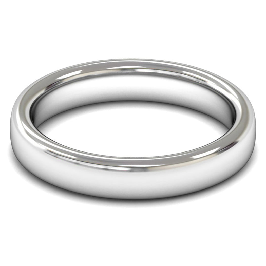9ct White Fairtrade Gold 4mm Heavy Weight Slight Court Wedding Ring