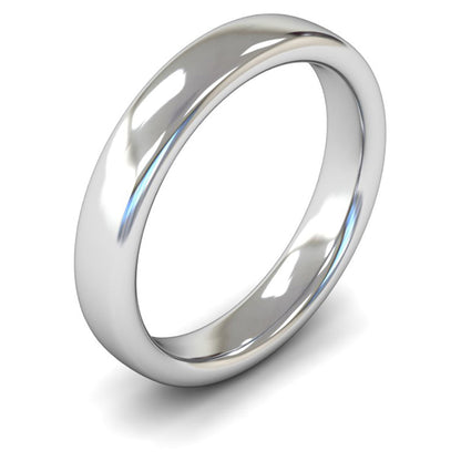 9ct White Fairtrade Gold 4mm Heavy Weight Slight Court Wedding Ring