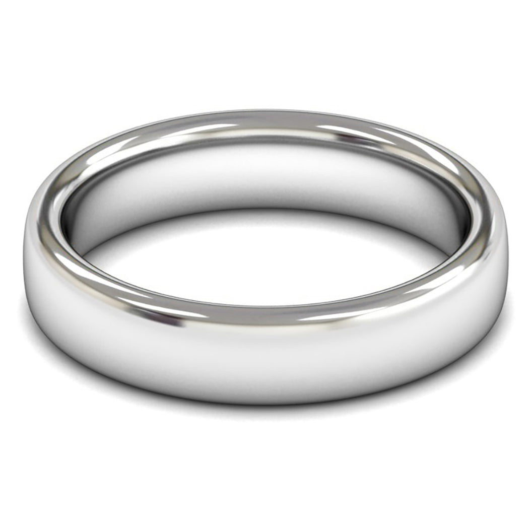 14ct White Fairtrade Gold 5mm Heavy Weight Slight Court Wedding Ring