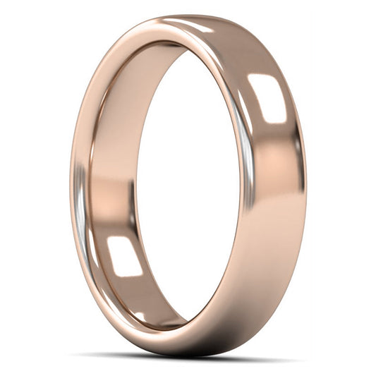 18ct Rose Gold 5mm Heavy Weight Slight Court Wedding Ring