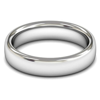 18ct White Fairtrade Gold 5mm Heavy Weight Slight Court Wedding Ring