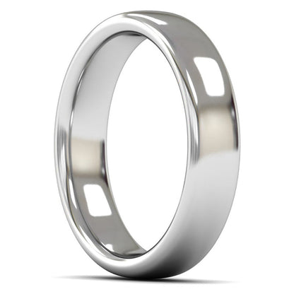 18ct White Fairtrade Gold 5mm Heavy Weight Slight Court Wedding Ring