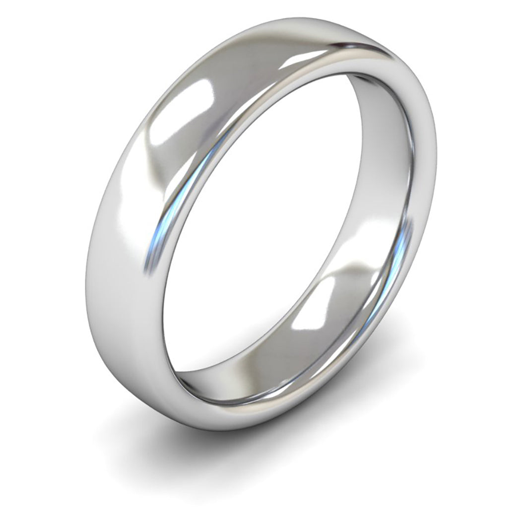 18ct White Gold 5mm Heavy Weight Slight Court Wedding Ring