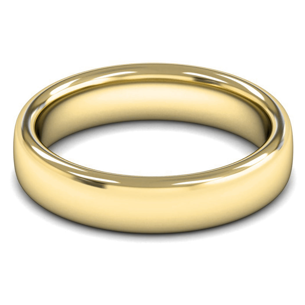 18ct Yellow Fairtrade Gold 5mm Heavy Weight Slight Court Wedding Ring