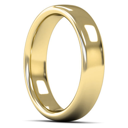 18ct Yellow Fairtrade Gold 5mm Heavy Weight Slight Court Wedding Ring