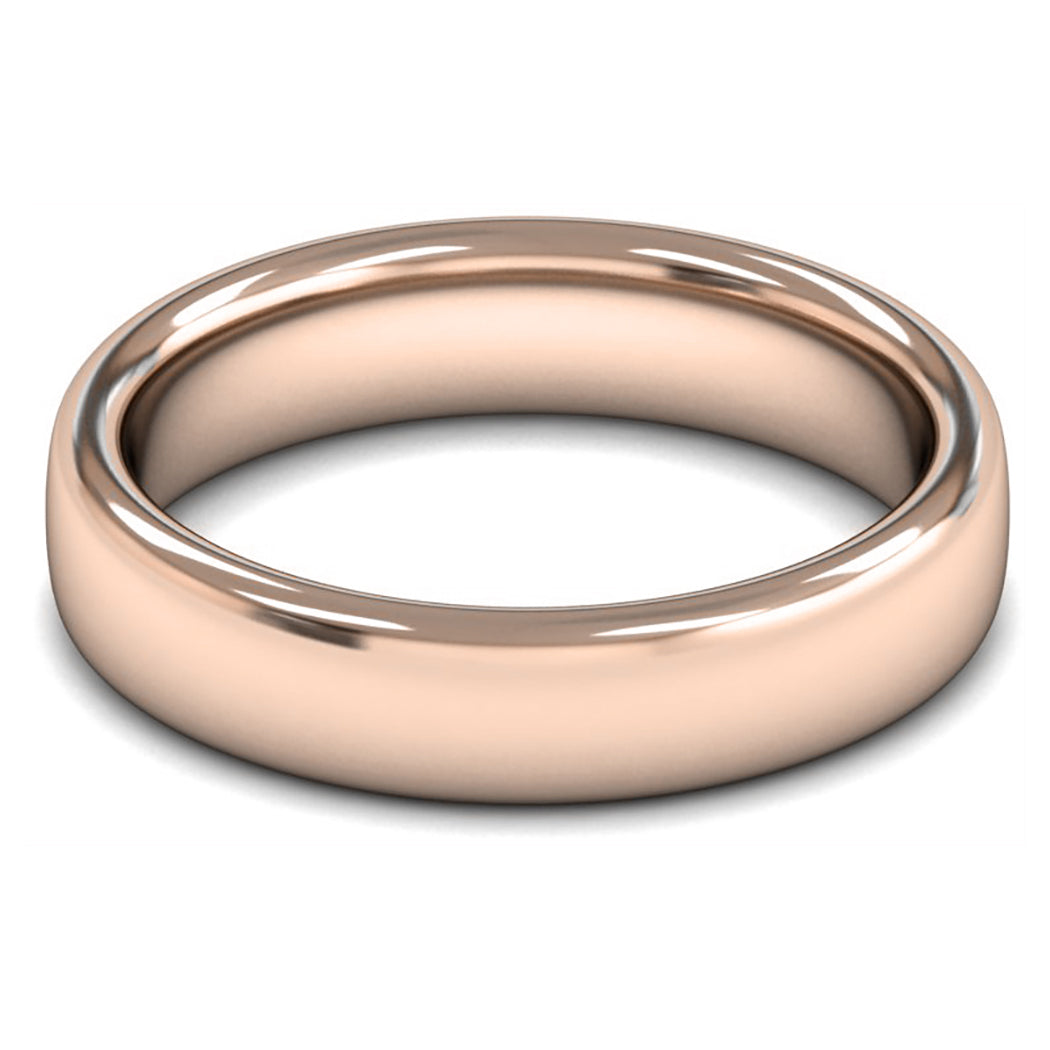 9ct Rose Fairtrade Gold 5mm Heavy Weight Slight Court Wedding Ring