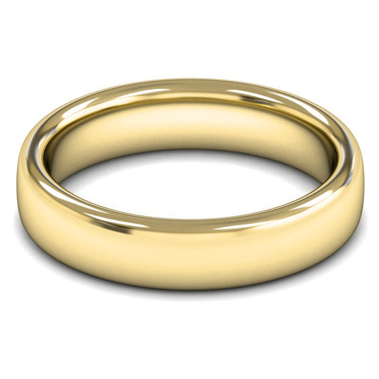 9ct Yellow Fairtrade Gold 5mm Heavy Weight Slight Court Wedding Ring
