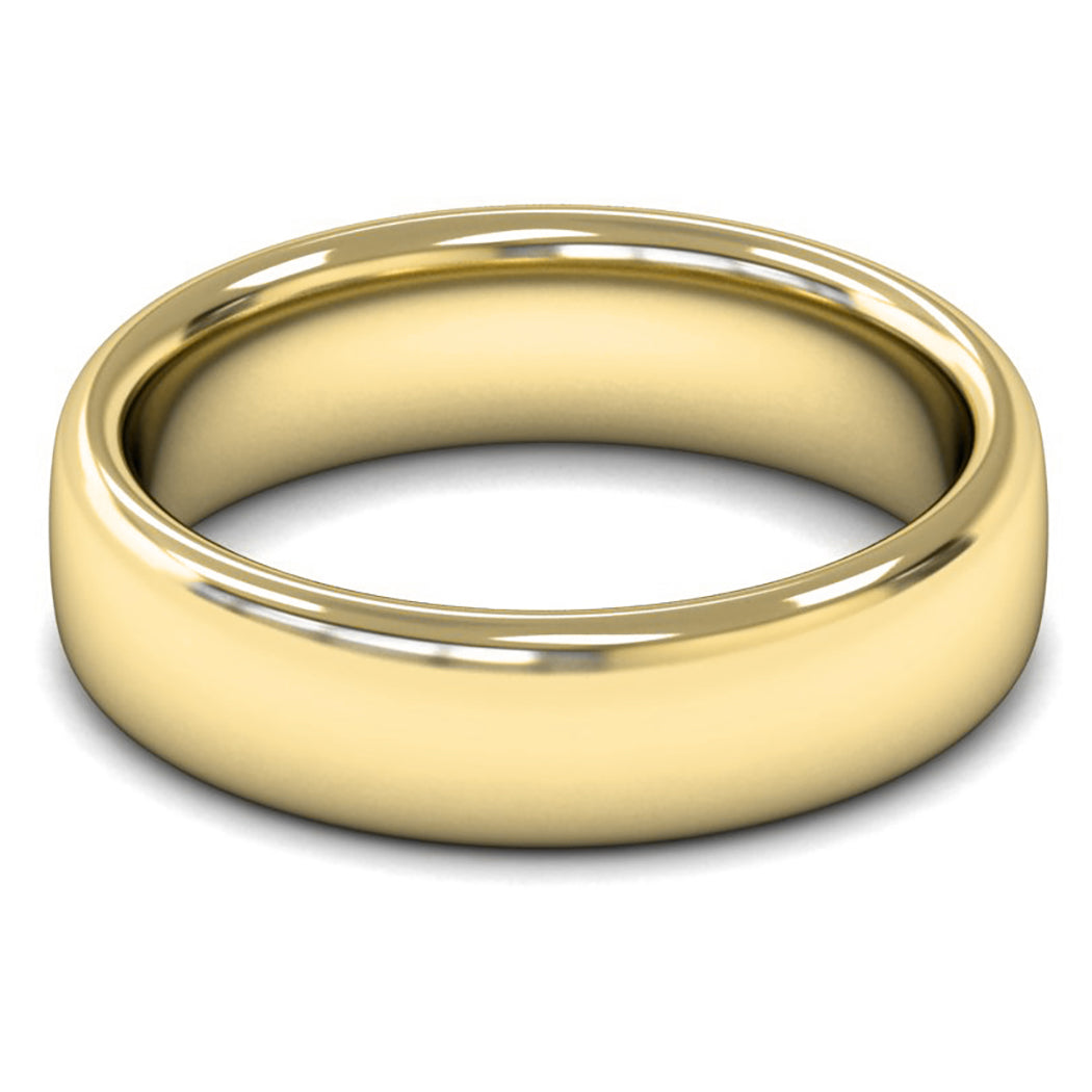 14ct Yellow Fairtrade Gold 6mm Heavy Weight Slight Court Wedding Ring
