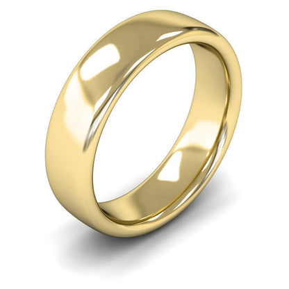 18ct Yellow Fairtrade Gold 6mm Heavy Weight Slight Court Wedding Ring
