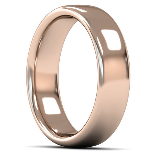 9ct Rose Gold 6mm Heavy Weight Slight Court Wedding Ring