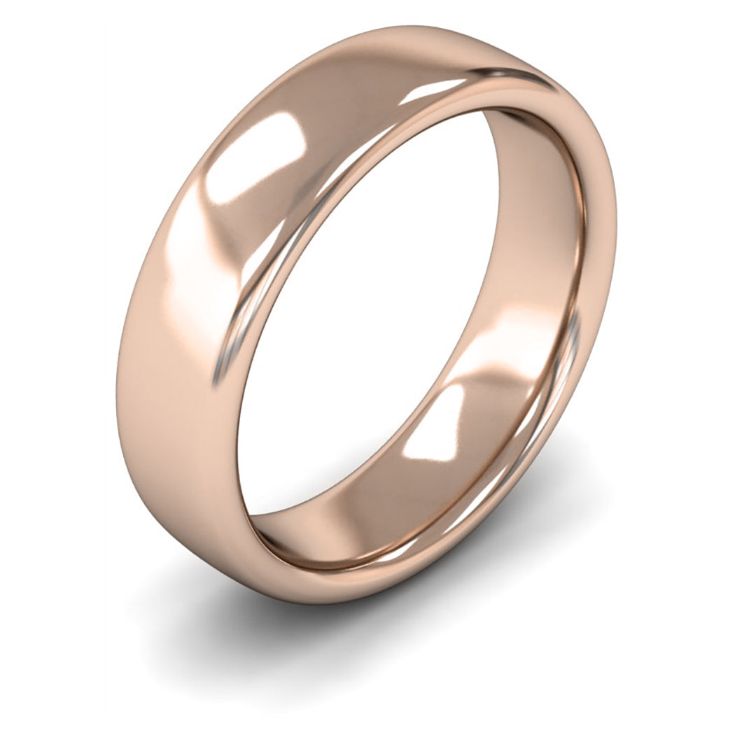 9ct Rose Gold 6mm Heavy Weight Slight Court Wedding Ring