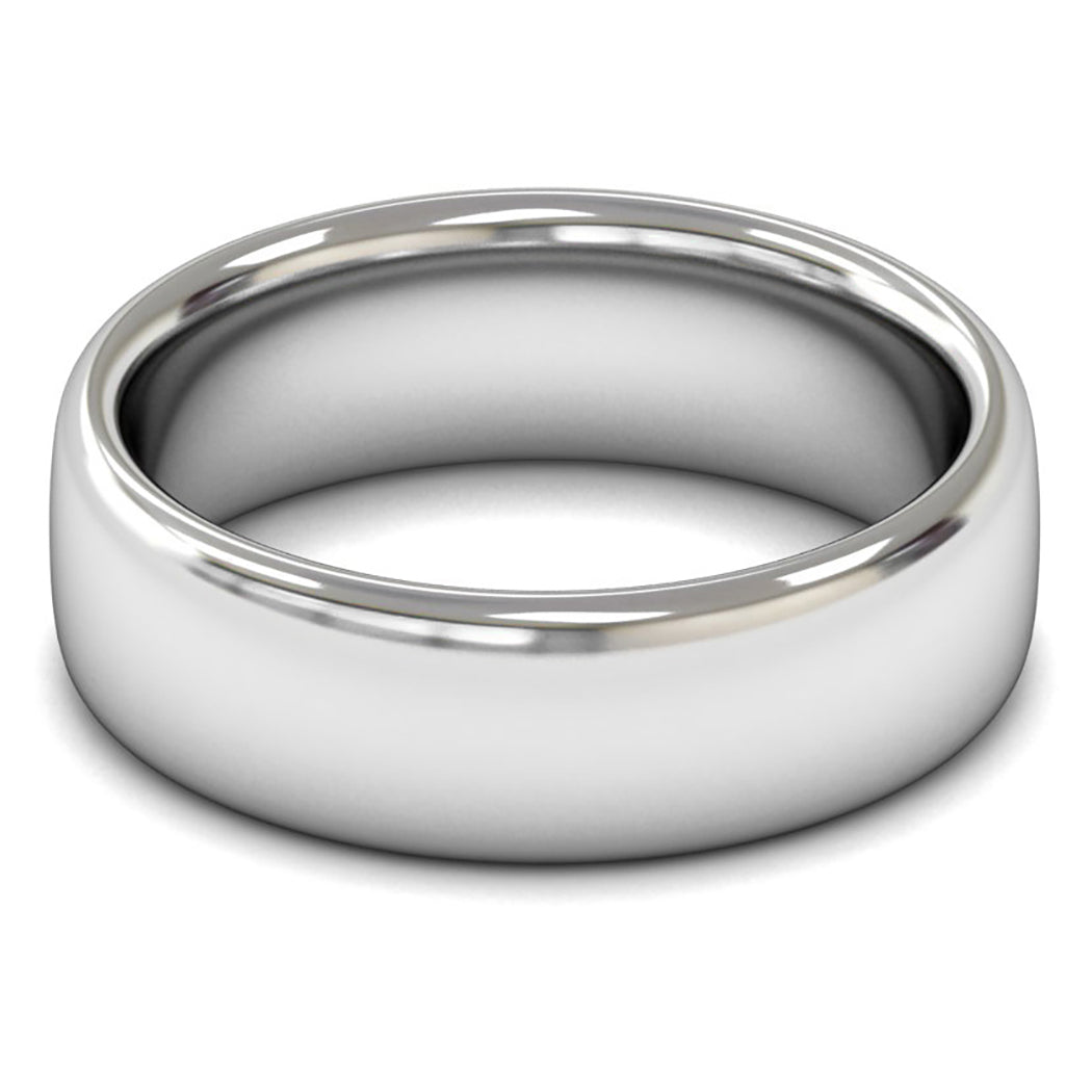 18ct White Gold 7mm Heavy Weight Slight Court Wedding Ring